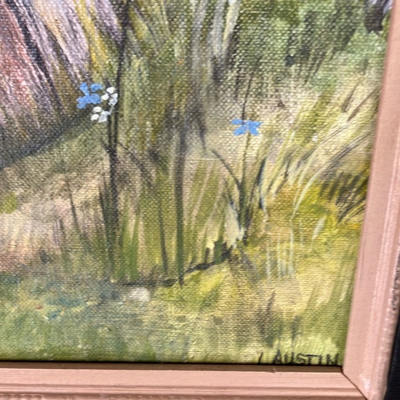 Signed 1976 Impressionist Painting with Rustic Outdoor Scene - Picture 3 of 10